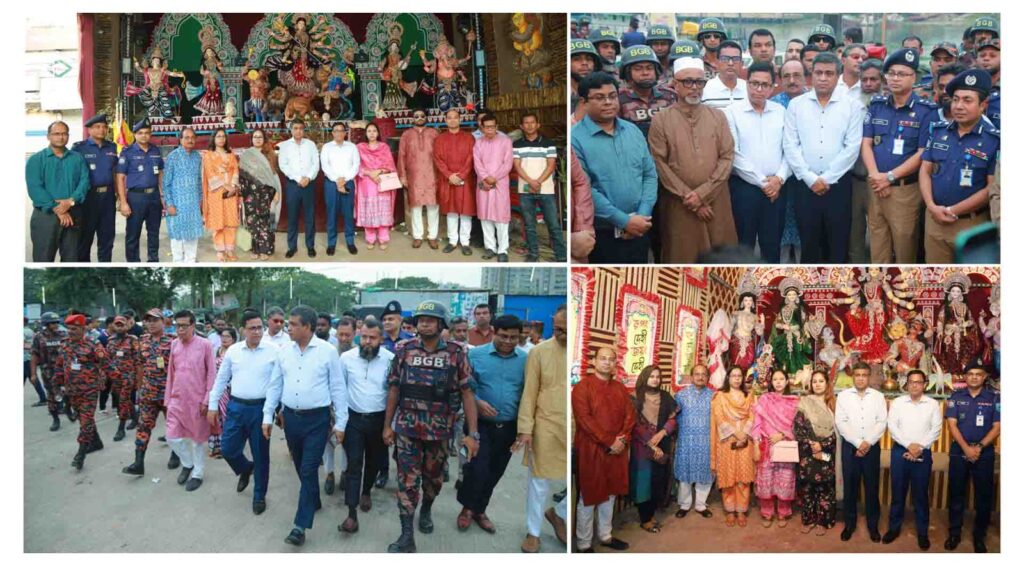 বিজয়া দশমীতে নারায়ণগঞ্জে বিসর্জনের প্রস্তুতি পরিদর্শনে বিভাগীয় কমিশনার